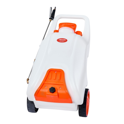 VEVOR 13.1 Gallons Battery-Powered Sprayer with Wheeled Cart, Electric Weed Sprayer, Adjustable 0-80 PSI, Yard Lawn Sprayers with Wheels, 5 Nozzles &