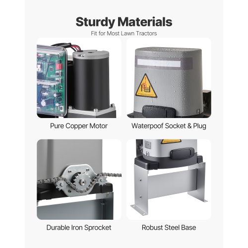 VEVOR 280W Solar Gate Opener, Electric Gate Opener for Doors up to 65.6ft 1799lbs, Chain Drive Sliding Fence Door Motor with Infrared Sensor & 2