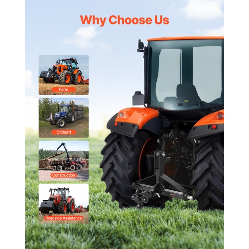 VEVOR 3 Point Trailer Hitch with 2 in Receiver, 3pt Quick Hitch Attachment, Heavy Duty Tractor Tow Drawbar Adapter, Compatible with Kubota, Mahindra,