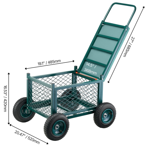 VEVOR 400 LBS Load Rolling Garden Cart with Seat, Metal Rolling Garden Work Seat with Wheels, Heavy Duty Gardening Cart Scooter, Outdoor Wagon &