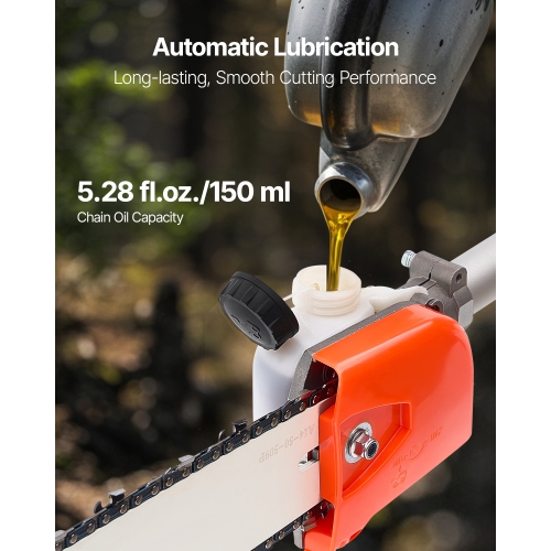 Scie à essence VEVOR 52CC, scie à mât à essence à 2 temps avec barre de coupe de 14&nbsp;po, taille-arbre sans fil avec réservoir de carburant de 30