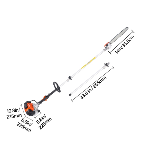 Scie à essence VEVOR 52CC, scie à mât à essence à 2 temps avec barre de coupe de 14&nbsp;po, taille-arbre sans fil avec réservoir de carburant de 30