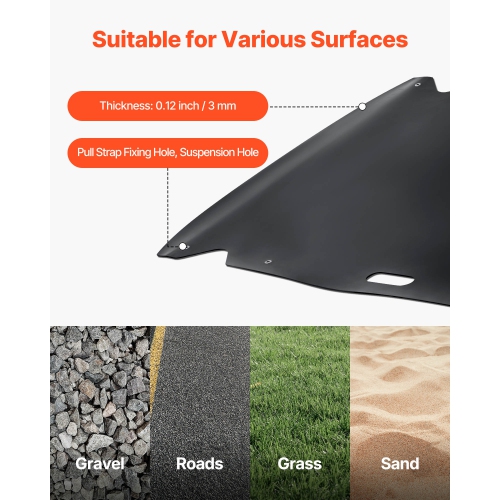 VEVOR 90 x 46 in Yard Drag Sled, 1500lbs Heavy Duty Utility Sled, HDPE Drag Glider with Ropes & Pull Cables, Hand & Vehicle Use Game Hauler for