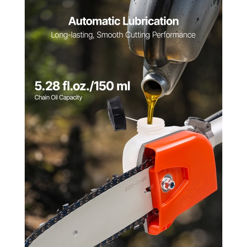 VEVOR 25CC 2 Stroke Gas Pole Saw, Gas Powered Pole Saws with 8 in Cutting Bar, Cordless Tree Trimmer with 23 fl.oz Fuel Tank, 6.5 to 9 ft Extendable,