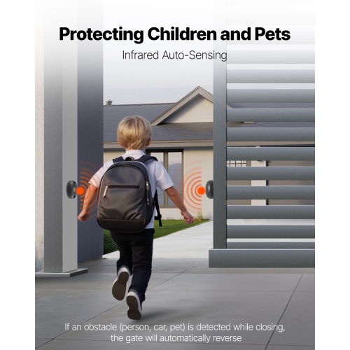 VEVOR 1200W Automatic Gate Opener, Electric Sliding Gate Opener for Doors up to 65.6ft 5732lbs, Chain Drive Rolling Door Motor with Infrared Sensor &