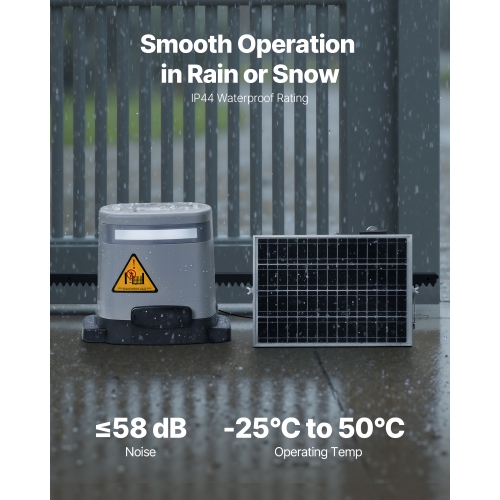 VEVOR 280W Solar Sliding Gate Opener, Electric Gate Opener for Doors up to 65.6ft 1799lbs, Gear Track Rolling Fence Door Motor with Infrared Sensor &