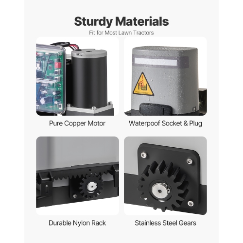 VEVOR 280W Solar Sliding Gate Opener, Electric Gate Opener for Doors up to 65.6ft 1799lbs, Gear Track Rolling Fence Door Motor with Infrared Sensor &