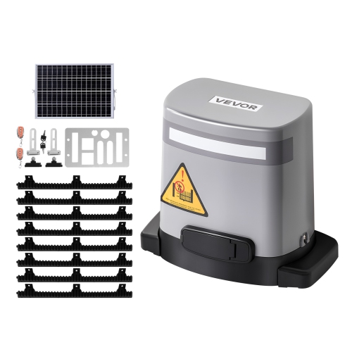 VEVOR 280W Solar Sliding Gate Opener, Electric Gate Opener for Doors up to 65.6ft 1799lbs, Gear Track Rolling Fence Door Motor with Infrared Sensor &