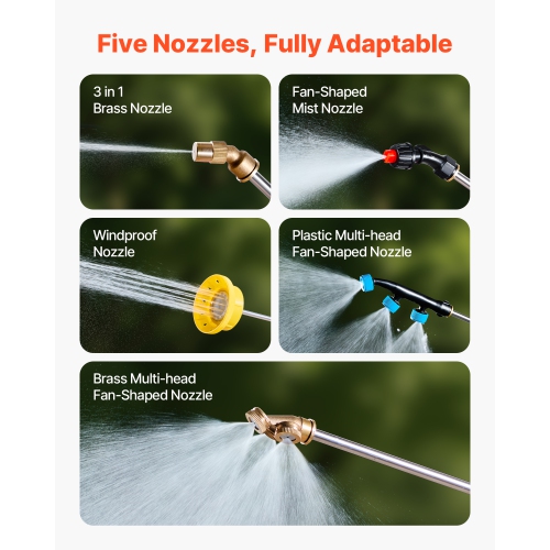 VEVOR 10 Gallons Battery-Powered Sprayer with Wheeled Cart, Electric Weed Sprayer, Adjustable 0-80 PSI, Yard Lawn Sprayers with Wheels, 5 Nozzles &