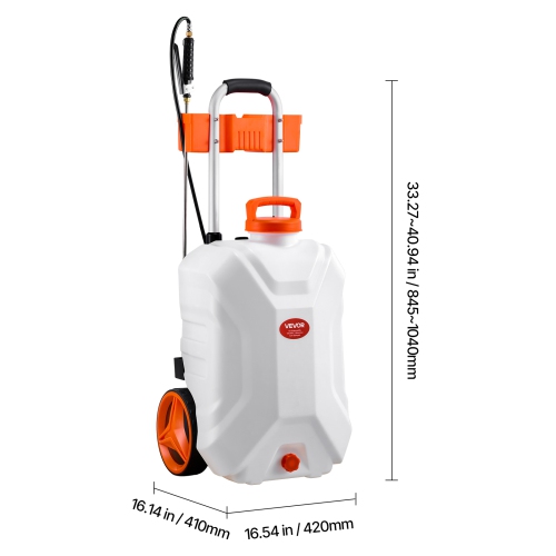 VEVOR 10 Gallons Battery-Powered Sprayer with Wheeled Cart, Electric Weed Sprayer, Adjustable 0-80 PSI, Yard Lawn Sprayers with Wheels, 5 Nozzles &