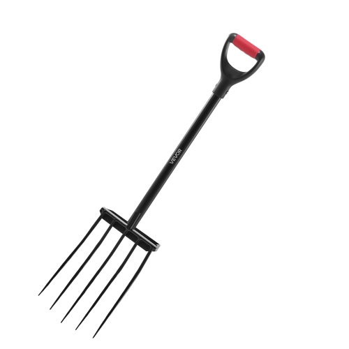 VEVOR 5-Tine Garden Fork,Gardening Pitchfork with Metal Handle,41 in Heavy Duty Digging Fork with Y Grip, Forged Steel Spading Fork for Hay Potato