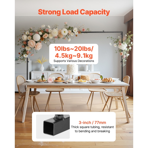 VEVOR Over The Table Rod Stand with Clamps, 13"-42" Tall & 28"-98" Length Adjustable, Metal Table Arch Stand, Tabletop Balloon Arch Frame for Wedding