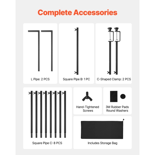 VEVOR Over The Table Rod Stand with Clamps, 13"-42" Tall & 28"-98" Length Adjustable, Metal Table Arch Stand, Tabletop Balloon Arch Frame for Wedding