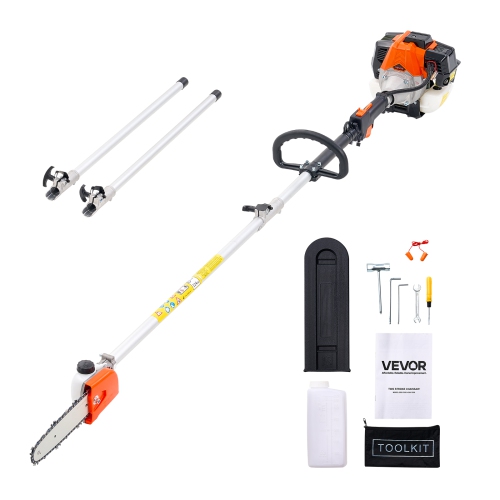 VEVOR 33CC 2 Stroke Gas Pole Saw,Gas Powered Pole Saws with 8 in Cutting Bar, Cordless Tree Trimmer with 30 fl.oz Fuel Tank, 6.7 to 11.6 ft