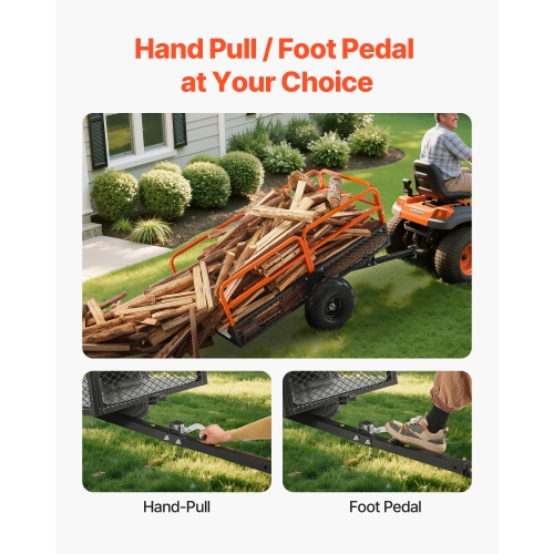 22 pi3 VEVOR avec Remorque utilitaire de jardin, 1600&nbsp;lb, remorque de VUTT, remorques de remorquage en acier, panneau arrière amovible,