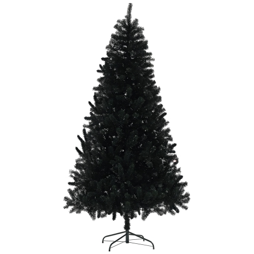 HOMCOM 7.5ft Unlit Artificial Christmas Tree, Xmas Tree with 1346 Branch Tips, Auto Open and Steel Base, Holiday Decoration for Home Office, Black