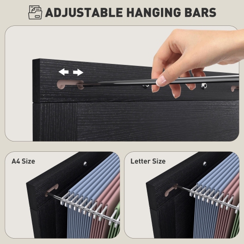 HOMCOM – Classeur à 2 tiroirs avec glissières silencieuses, classeur rustique avec portes de grange pour format A4/lettre, support d'imprimante avec