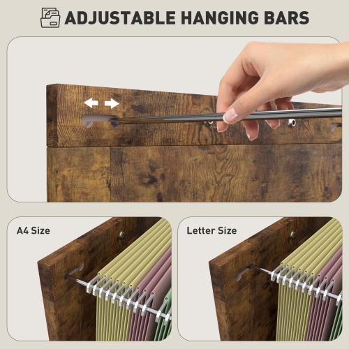 HOMCOM – Classeur à 2 tiroirs avec glissières silencieuses, classeur rustique avec portes de grange pour format A4/lettre, meuble d'imprimante avec