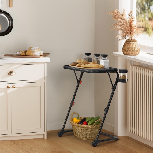 Table d'appoint portative pliable noire de Homy Casa pour la cuisine