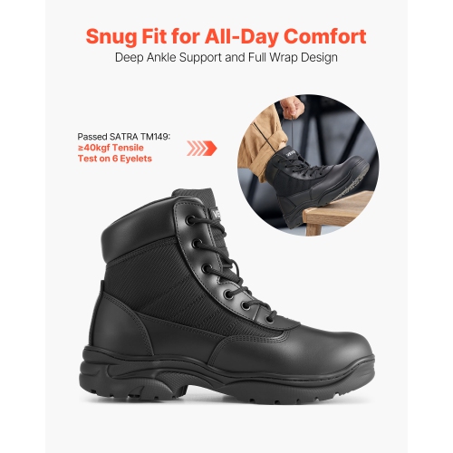 VEVOR 6 inch Men's Military Tactical Boots,Combat Hiking Work Boots, Lightweight & Breathable & Sturdy Mens Motorcycle Interceptor Trooper Boot, for