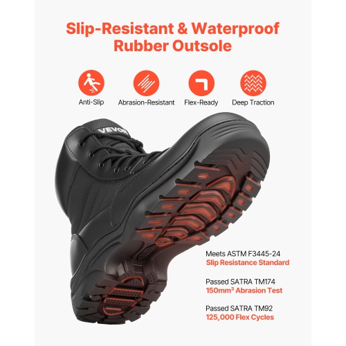 VEVOR 6 inch Men's Military Tactical Boots,Combat Hiking Work Boots, Lightweight & Breathable & Sturdy Mens Motorcycle Interceptor Trooper Boot, for