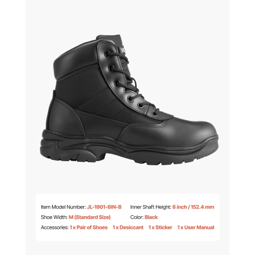 VEVOR 6 inch Men's Military Tactical Boots,Combat Hiking Work Boots, Lightweight & Breathable & Sturdy Mens Motorcycle Interceptor Trooper Boot, for