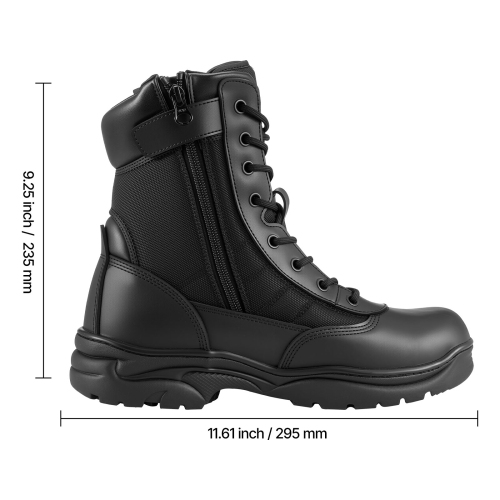 VEVOR 8 inch Men's Military Tactical Boots,Combat Hiking Work Boots, Lightweight & Breathable Side Zipper Mens Motorcycle Interceptor Trooper Boot,