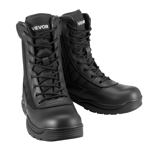 VEVOR 8 inch Men's Military Tactical Boots,Combat Hiking Work Boots, Lightweight & Breathable Side Zipper Mens Motorcycle Interceptor Trooper Boot,