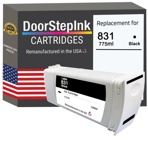 DoorStepInk Brand for HP 831 Black Latex 775-ml High Quality Remanufactured in the USA Ink Cartridge