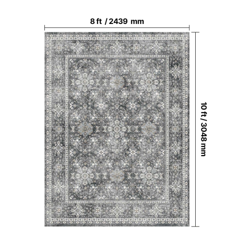 VEVOR 8 x 10 ft Area Rug, Large Washable Rug, Non-Slip and Tear-Resistant Soft Carpet, Pet & Child Friendly Vintage Area Rugs, Indoor Mat for