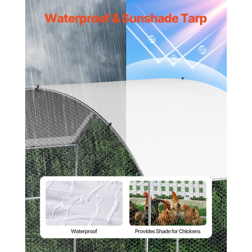Poulet en métal VEVOR 9,8x13.1x6.5&nbsp;pi, grandes allées de poulet avec couvercle, enceinte de maison en toit Doom avec verrou de sécurité, stylo à