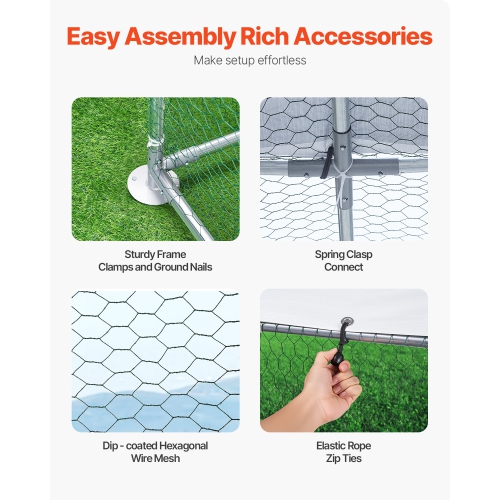 Poulet en métal VEVOR 9,8x13.1x6.5&nbsp;pi, grandes allées de poulet avec couvercle, enceinte de maison en toit Doom avec verrou de sécurité, stylo à