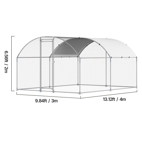 Poulet en métal VEVOR 9,8x13.1x6.5&nbsp;pi, grandes allées de poulet avec couvercle, enceinte de maison en toit Doom avec verrou de sécurité, stylo à