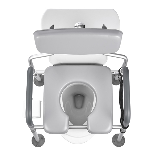 VEVOR 500 lbs Capacity Bedside Commode Chair, 4-in-1 Portable Toilet and Raised Toilet Seat with Padded Seat & Backrest, Detachable 5L Bucket,
