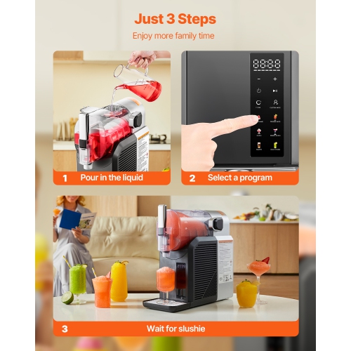 VEVOR 2L/68oz Slushie Machine, No Ice Needed Slushy Machine for Home, Frozen Drink Maker with 6 Preset Programs, Margarita Machine with