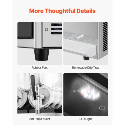 VEVOR 12Lx3 Commercial Slushy Machine,Triple Tank Frozen Drink Machine, 144 Cups Stainless Steel Margarita Smoothie Frozen Drink Maker, Slushie Maker