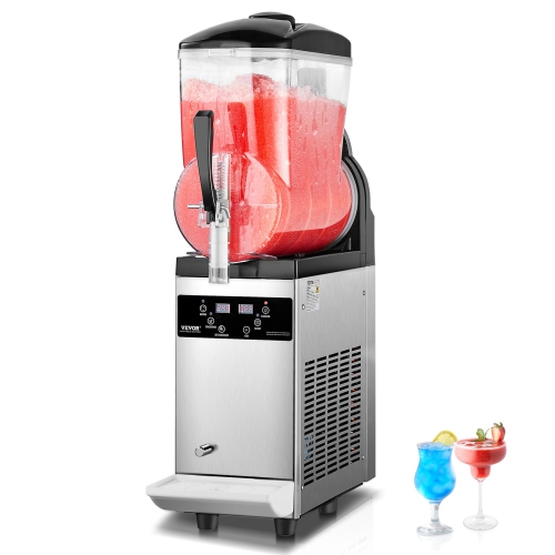 VEVOR 12L Commercial Slushy Machine, Single Tank Frozen Drink Machine, 48 Cups Stainless Steel Margarita Smoothie Frozen Drink Maker, Slushie Maker