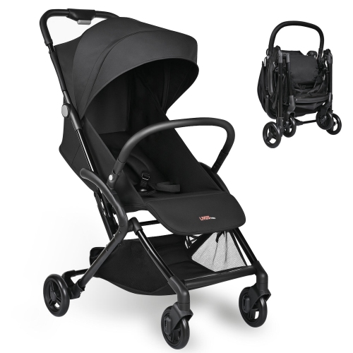 Lightweight Baby Stroller, Foldable Compact Traver Umbrella Stroller with Adjustable Backrest&Footrest, Black