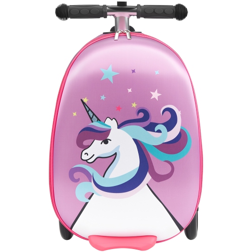 VEVOR 20 L Capacity Ride-on Luggage, 20 Inches Kids Scooter Suitcase with Flash PU Wheels, Adjustable Handle & TPR Non-Slip Grip, Foldable Scooter