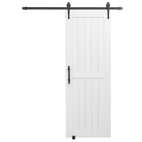 VEVOR  30 X 84 Inch Sliding Barn Door, High-Strength Mdf Panel, Barn Door w Hardware Kit, Water-Proof Pvc Surface, Easy to Install, H-Frame, Smoothly