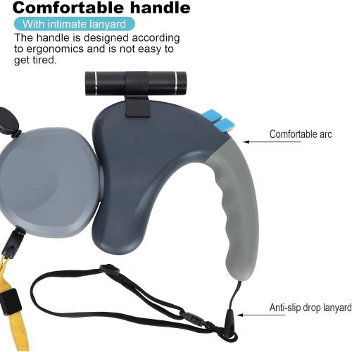 Anti-Tangle Double Dog Leash - 3M Retractable Design with Individual Lock Buttons, 360° Rotation, LED Flashlight & Soft Rubber Handle for 2