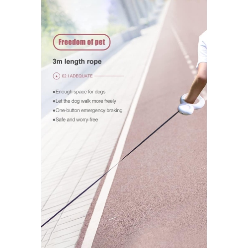 Multifunctional Automatic Retractable Dog Leash - 3M, LED Light, Poop Bag Holder, Non-Slip Handle, USB Rechargeable, 360° Tangle-Free Design,