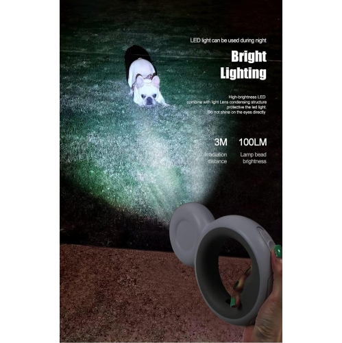 Multifunctional Automatic Retractable Dog Leash - 3M, LED Light, Poop Bag Holder, Non-Slip Handle, USB Rechargeable, 360° Tangle-Free Design,