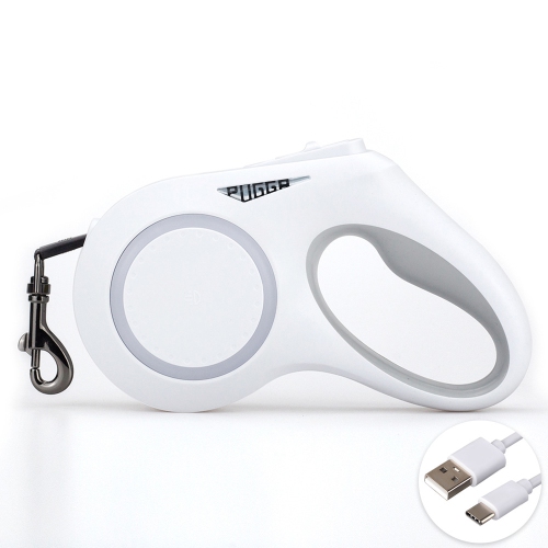 Automatic Retractable Dog Leash - 5M Retractable, with RGB Lighting, Rechargeable, Waterproof, One-Hand Locking and Braking System, Non-Slip Handle,