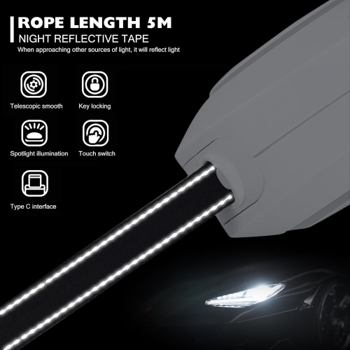 Automatic Retractable Dog Leash - 5M Retractable, with RGB Lighting, Rechargeable, Waterproof, One-Hand Locking and Braking System, Non-Slip Handle,
