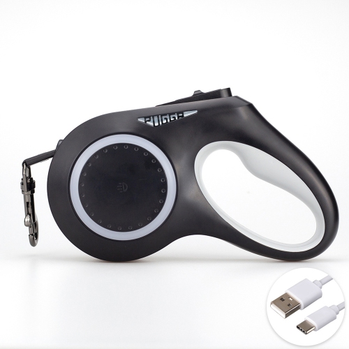 Automatic Retractable Dog Leash - 5M Retractable, with RGB Lighting, Rechargeable, Waterproof, One-Hand Locking and Braking System, Non-Slip Handle,