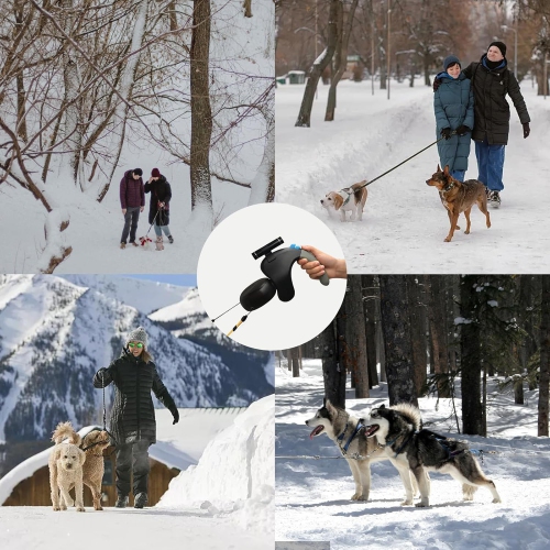 Explosion-Proof Double Dog Leash - 3M Retractable with 360° Rotation, Individual Lock Buttons, LED Light & Soft Rubber Handle for 2 Small/Medium Dogs