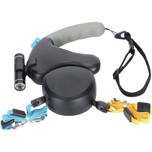 Explosion-Proof Double Dog Leash - 3M Retractable with 360° Rotation, Individual Lock Buttons, LED Light & Soft Rubber Handle for 2 Small/Medium Dogs