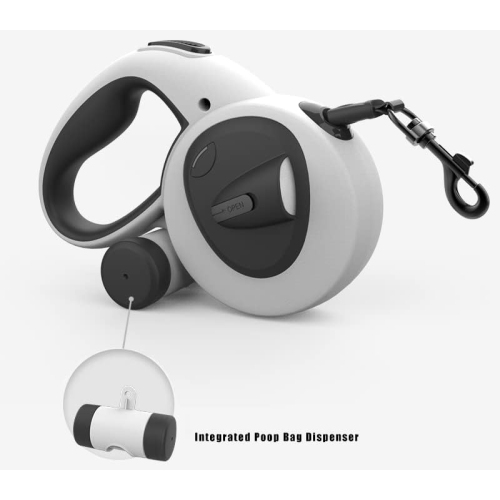 Pet Automatic Retractable Dog Leash - 5m with USB Rechargeable LED Light, Reflective Leash, Poop Bag Dispenser, and Non-Slip Handle - Explosion-Proof