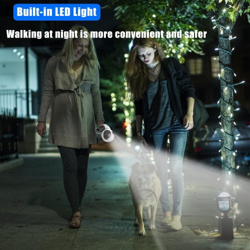 Pet Automatic Retractable Dog Leash - 5m with USB Rechargeable LED Light, Reflective Leash, Poop Bag Dispenser, and Non-Slip Handle - Explosion-Proof